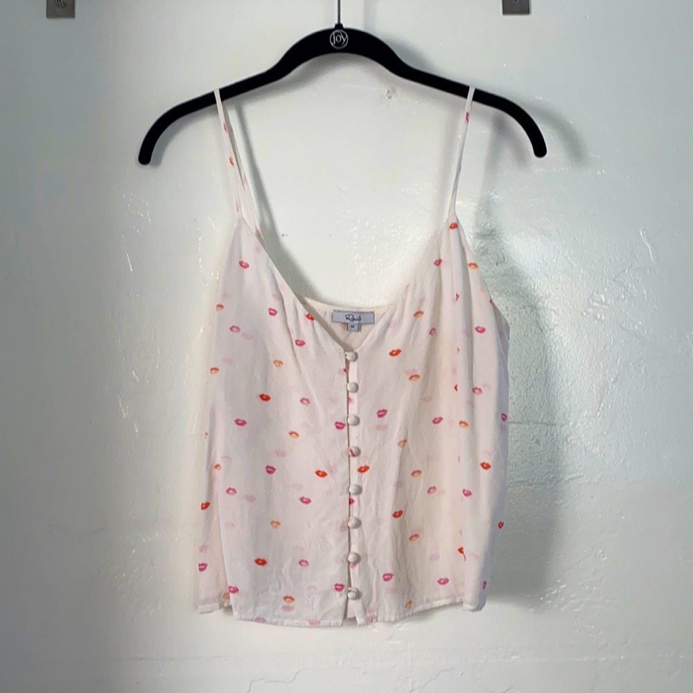 Rails cami white  with lips pattern